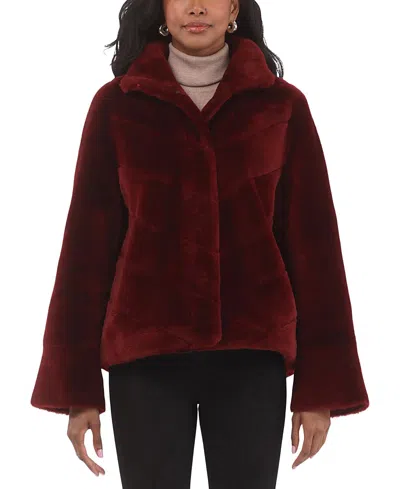 Gorski Reversible Merino Shearling Lamb Chevron Jacket With Horizontal Bottom In Red