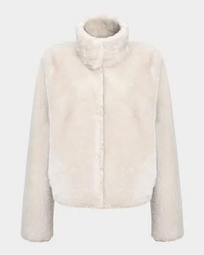 Gorski Reversible Merino Shearling Lamb Jacket With Embroidered Edges In White