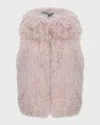 Gorski Reversible Mongolian Lamb Shearling Vest In Pink/black