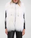 Gorski Reversible Mongolian Lamb Shearling Vest In White/black