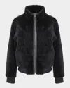 Gorski Reversible Select Grooved Shearling Lamb Insignia Bomber Jacket In Blue