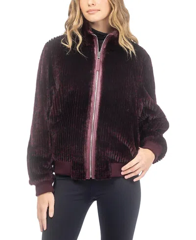 Gorski Reversible Select Grooved Shearling Lamb Insignia Bomber Jacket In Purple