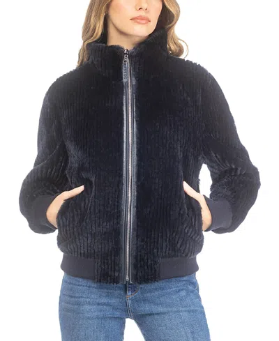 Gorski Reversible Select Grooved Shearling Lamb Insignia Bomber Jacket In Black