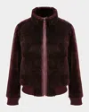 Gorski Reversible Select Grooved Shearling Lamb Insignia Bomber Jacket In Red