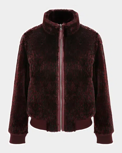 Gorski Reversible Select Grooved Shearling Lamb Insignia Bomber Jacket In Red