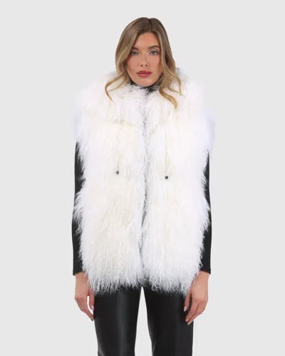 Gorski Reversible Select Mongolian Shearling Lamb Vest With Loro Piana Wool And Cashmere Blend Back In White