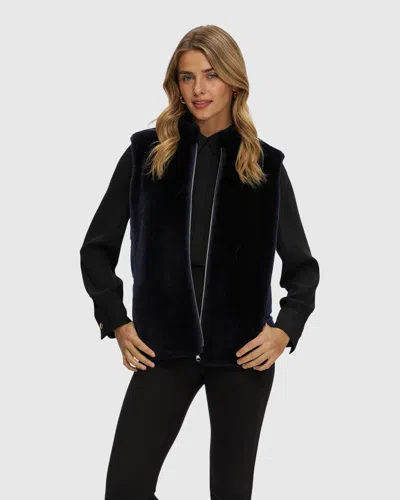 Gorski Reversible Select Shearling Lamb Vest With Loro Piana Wool And Cashmere Quilted Down Back In Black