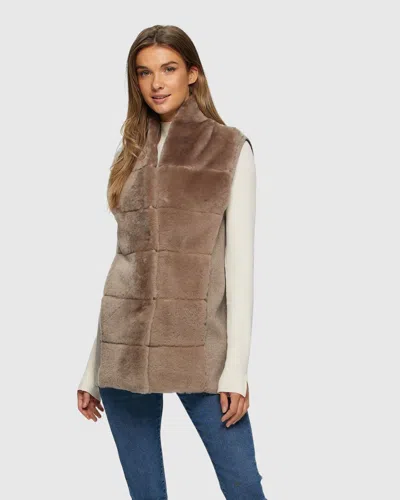 Gorski Reversible Select Shearling Lamb Vest With Select Wool And Cashmere Blend Back And Belt In Brown