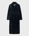 Gorski Reversible Shearling Lamb Coat With Side Slits Belt In Black