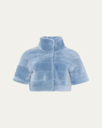 Gorski Reversible Shearling Lamb Bolero In Sky Blue/sky Blue