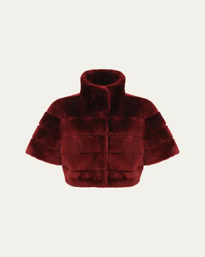 Gorski Reversible Shearling Lamb Bolero In Wine/wine