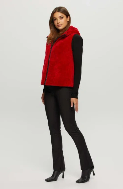 Gorski Reversible Shearling Lamb Hooded Vest In Red