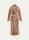 Gorski Reversible Shearling Lamb Overcoat With Tie Belt In Latte/latte