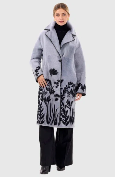 Gorski Reversible Shearling Lamb Short Coat In Blue