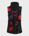 Gorski Reversible Shearling Lamb Vest In Black Xo Multi