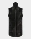 Gorski Reversible Shearling Lamb Vest With Cashmere-blend Back In Black