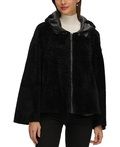 Gorski Reversible Shearling Lamb Zip Parka In Black