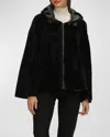 Gorski Reversible Shearling Lamb Zip Parka In Black