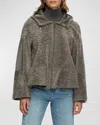 Gorski Reversible Shearling Lamb Zip Parka In Gray