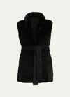 Gorski Reversible Shearling Vest With Belt In Black
