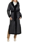 Gorski Reversible Textured Genuine Shearling Coat With Side Slits, Belt In Black