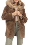Gorski Reversible Textured Genuine Shearling Parka With Genuine Shearling Trim In Brown