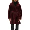 Gorski Reversible Textured Genuine Shearling Stroller, Belt In Burgundy