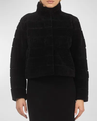 Gorski Reversible Textured Lamb Shearling Jacket In Black