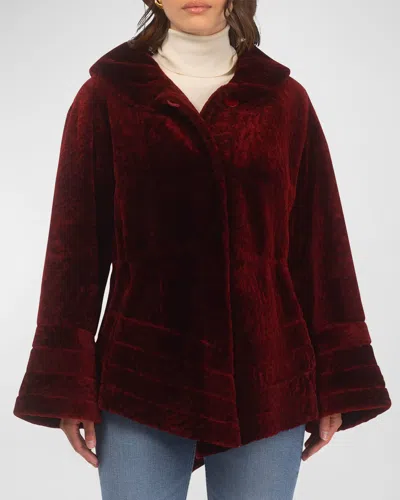 Gorski Reversible Textured Lamb Shearling Jacket In Wine