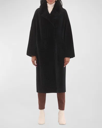 GORSKI REVERSIBLE TEXTURED LAMB SHEARLING LONG COAT