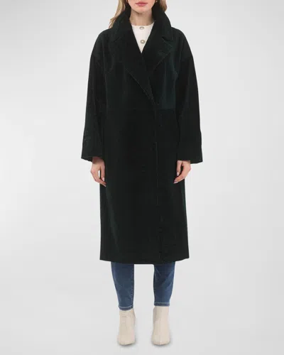 Gorski Reversible Textured Lamb Shearling Long Coat In Emerald