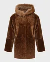 Gorski Reversible Textured Lamb Shearling Parka With Merinillo Lamb Shearling Trim In Camel