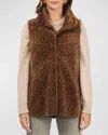 Gorski Reversible Textured Lamb Shearling Vest In Camel