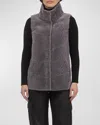 Gorski Reversible Textured Lamb Shearling Vest In Gray