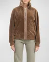 Gorski Reversible Textured Shearling Lamb Bomber Jacket In Camel