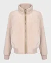Gorski Reversible Textured Shearling Lamb Bomber Jacket In Cream