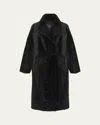 Gorski Reversible Textured Shearling Lamb Coat In Black/black