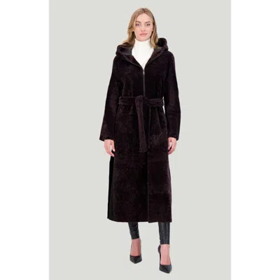 Gorski Reversible Textured Shearling Lamb Coat In Brown