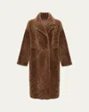Gorski Reversible Textured Shearling Lamb Coat In Camel/camel