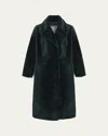 Gorski Reversible Textured Shearling Lamb Coat In Emerald/emerald