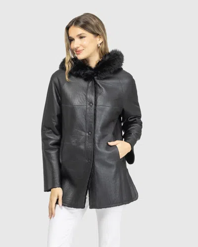 Gorski Reversible Textured Shearling Lamb Parka With Merinillo Shearling Lamb Hood Trim In Black