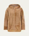 Gorski Reversible Shearling Lamb Zip Parka Jacket With Side Slits In Latte/latte
