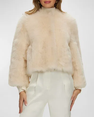 Gorski Reversible Toscana Shearling Lamb Collarless Jacket In Beige