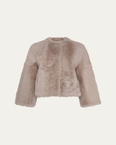 Gorski Reversible Toscana Shearling Lamb Collarless Jacket In Pink