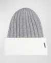Gorski Ribbed Knit Two-tone Beanie In Gray