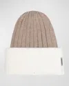 Gorski Ribbed Knit Two-tone Beanie In White Taupe