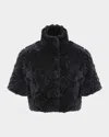 Gorski Rose Printed Select Lamb Shearling Bolero Jacket In Black