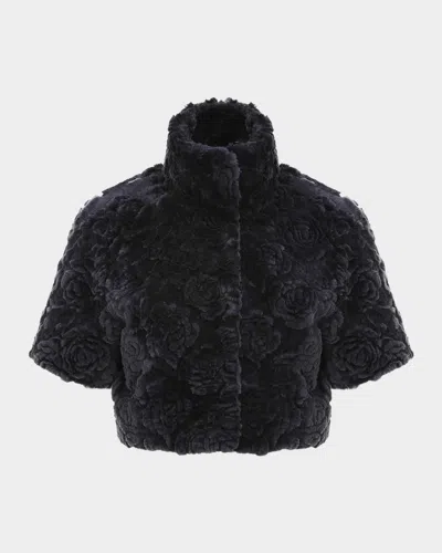 GORSKI ROSE PRINTED SELECT LAMB SHEARLING BOLERO JACKET