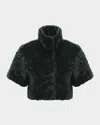 Gorski Rose Printed Select Lamb Shearling Bolero Jacket In Green