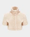 Gorski Rose Printed Select Lamb Shearling Bolero Jacket In Neutral